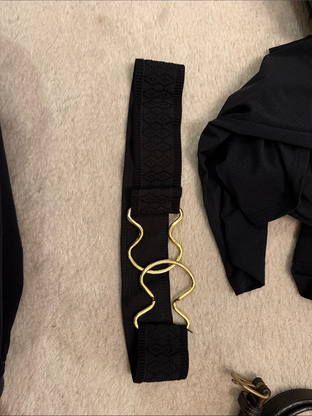 Black Elastic Waist Belt with Gold Accent – Kids Bottoms